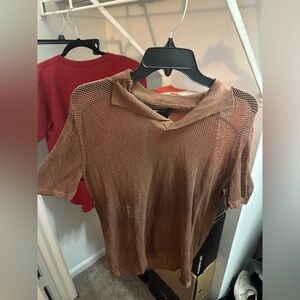 GOOD condition (L) Pointeless short sleeve Revere Mesh Shirt